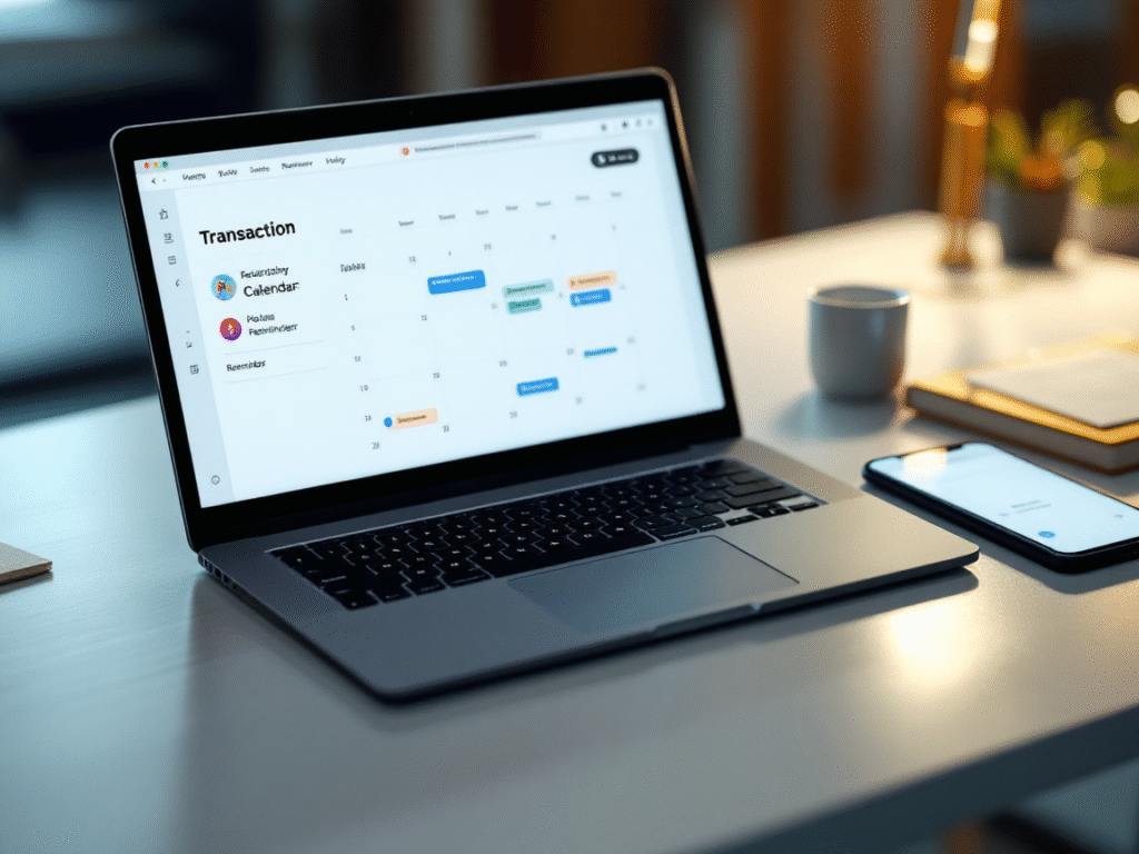 Realtor checking transaction timeline with a coordinator