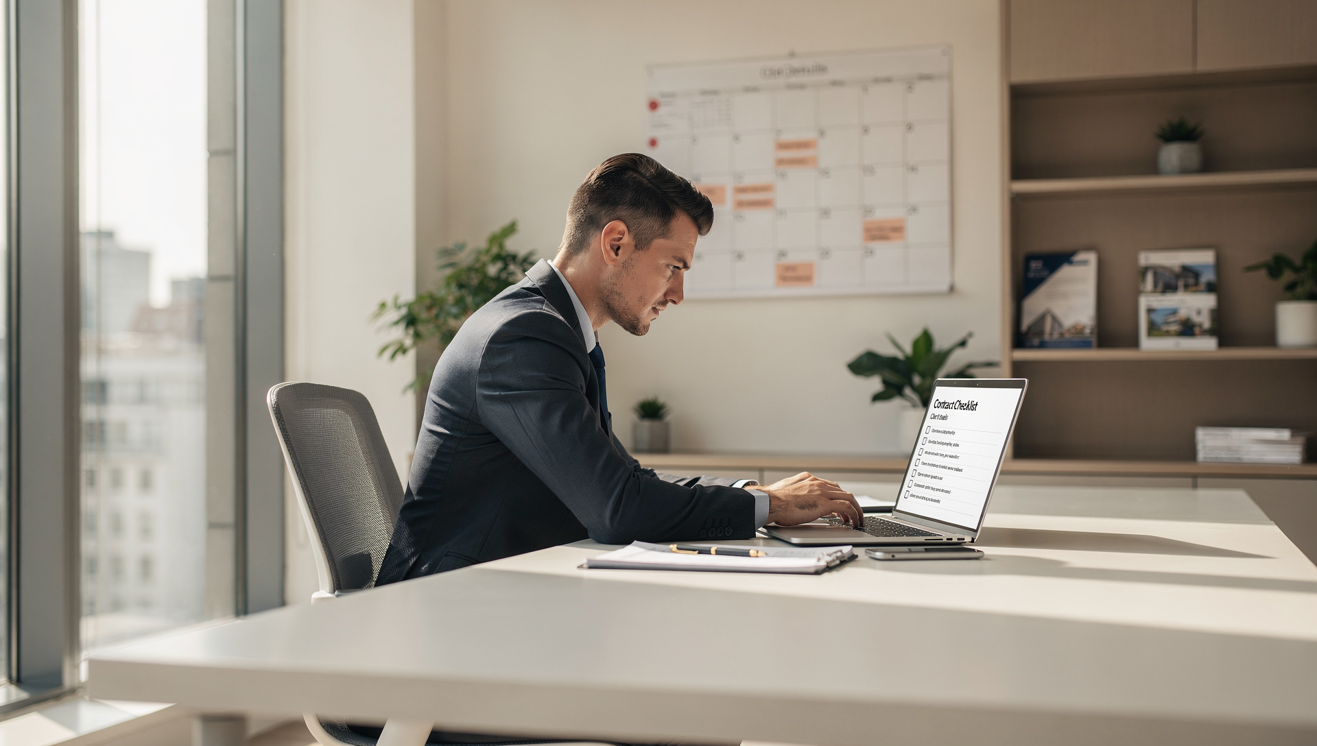 Realtor using a checklist to hire a transaction coordinator and stay organized