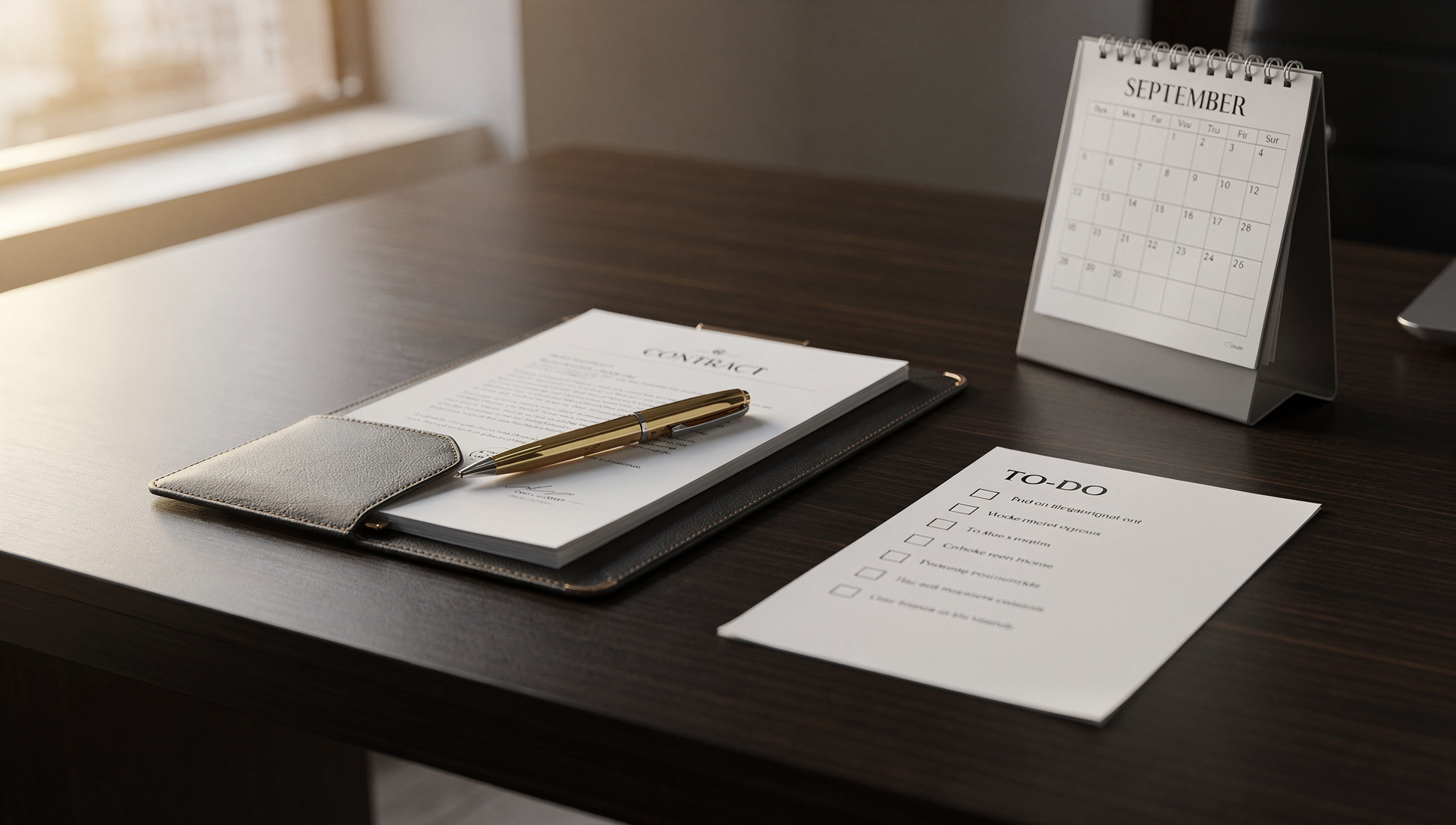 Realtor transaction checklist and contract folder ready for closing