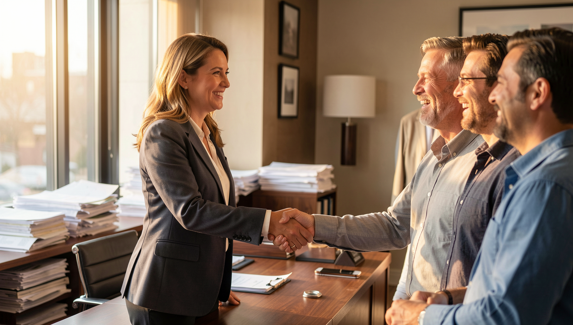 Realtor closing a deal smoothly with clients after organized transaction support