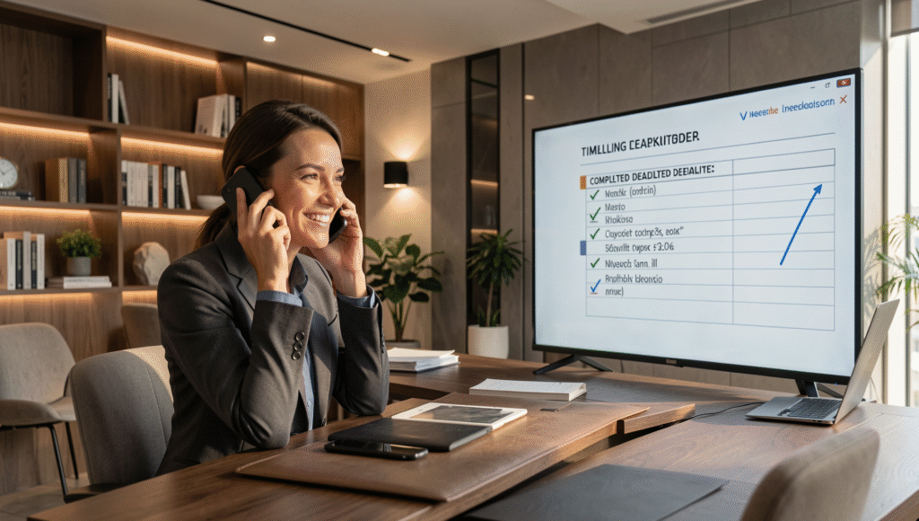 Realtor reviewing a transaction checklist with a coordinator